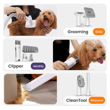 Load image into Gallery viewer, oneisall Dog Grooming Vacuum, Pet Grooming Vacuum with Clipper Nail Grinder, 1.5L Dust Cup Dog deshedding Vacuum Brush with 7 Pet Grooming Tools for Shedding Pet Hair, Home Cleaning(Purple)
