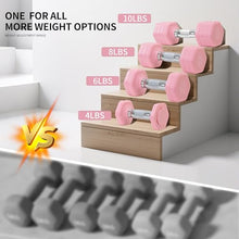 Load image into Gallery viewer, Adjustable Dumbbell Set of 2 Total 20 Lbs 4-in-1 Each 4lb 6lb 8lb 10lb 1s-Adjust Dual-Stable Free Weights for Women Men Home Gym Outdoor Workouts (Pink [20LBS Total])
