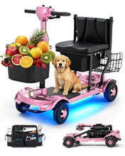 Load image into Gallery viewer, Ecomobi Light Weight Mobility Scooter for Seniors &amp; Adults, 12–30 Mile Range, Foldable Airline Approved Portable 4 Wheel Motorized Scooter with Removable Lithium Battery, 300 lb Capacity, MS01F Pink
