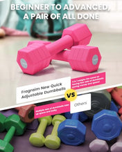 Load image into Gallery viewer, Adjustable Dumbbells Set, 4 in 1 Hand Weights Set for Women Men 10 LB Dumbbell Pair Each 2lbs 3lbs 4lbs 5lbs Weights Dumbbells Set with TPU Soft Rubber Handle for Home Gym Exercise Fitness - Rose
