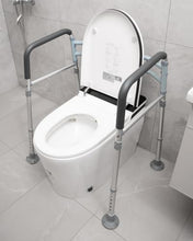 Load image into Gallery viewer, Toilet Safety Rails for Seniors, Adjustable &amp; Foldable Toilet Frame for Elderly and Disabled, Handicap Toilet Handles Fits Any Toilet (350 lb)
