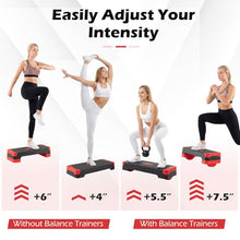 Load image into Gallery viewer, Goplus 3-in-1 Aerobic Step Platform, 600 LBS Adjustable Exercise Stepper with 4-Level Risers-(Red)
