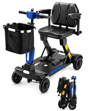 Load image into Gallery viewer, Ecomobi Light Weight Mobility Scooter for Seniors &amp; Adults, 12–30 Mile Range, Foldable Airline Approved Portable 4 Wheel Motorized Scooter with Removable Lithium Battery, 300 lb Capacity, MS02F Blue
