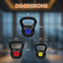 Load image into Gallery viewer, Fitvids Kettlebell Sets 3 Piece 5/15/20LB Strength Training KettleBells Weight Set, Black
