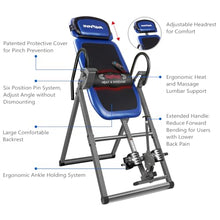 Load image into Gallery viewer, INNOVA HEALTH AND FITNESS ITM4800 Advanced Heat and Massage Inversion Table,Black/ Blue / Gray
