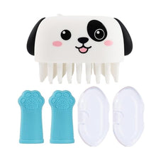Load image into Gallery viewer, 3PCS Pet Grooming Kit – Dog Bath Brush with Soap Dispenser &amp; 2 Finger Toothbrushes | Silicone Dog Shampoo Brush for Small Medium Large Dogs, Soft Deshedding Massage Brush for Puppy &amp; Cats

