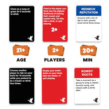 Load image into Gallery viewer, Do or Drink Redneck Edition - Rowdy Party Game with Outrageous Dares &amp; Country Challenges Hilarious Drinking Card Game for Adults and Family, Tailgates, BBQs, Game Nights &amp; Southern Fun
