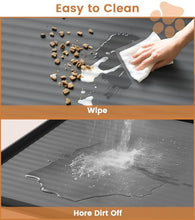 Load image into Gallery viewer, Dog Food Mat 36"x24", Waterproof Pet Feeding Mat with Diversion Grooves and Raised Edges, Large Non-Slip Dog Bowl Mat for Food and Water, Cat Food Mat for Floors, Easy to Clean, Grey
