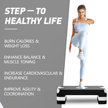 Load image into Gallery viewer, GYMMAGE Aerobic Exercise Stepper - Adjustable Workout Platform, 26.5" Step Deck with 4", 6", 8" Height Risers, Women's Home Gym Cardio Fitness
