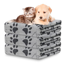 Load image into Gallery viewer, Gowyeg Soft Dog Blanket for Large Dogs - Fluffy Pet Blanket for Cats &amp; Puppy, Reversible Paw Print Design Throw Blanket for Bed, Couch, or Travel - 41x31 Inch, Gray
