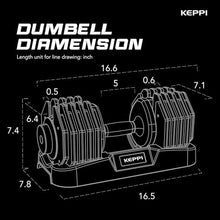 Load image into Gallery viewer, Keppi Adjustable Dumbbells Set-60lb Pair, Anti-Slip Metal Fast Adjust Weight Handle, Exercise &amp; Fitness for Full Body Workout -DBA60(Pair)

