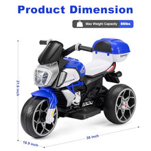 Load image into Gallery viewer, 6V Kids Electric Motorcycle, 3 Wheels Ride on Motorbike for Boys Girls Ages 3-8, Connect with Phone

