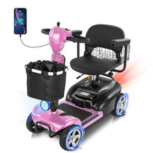 Load image into Gallery viewer, 35 Miles 4 Wheels Mobility Scooter for Seniors/Adults Up to 300LBS,350W Electric Wheelchair Detachable Lithium Battery,Dual Baskets,Rotating Seat,with Taillight, USB Charging, Pink 35Miles
