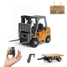 Load image into Gallery viewer, BRRRRT 1/64 Full Proportional RC Forklift Toy,8 Channel 2 Mode Mini Remote Control Forklift Truck with Flatbed Tow Truck
