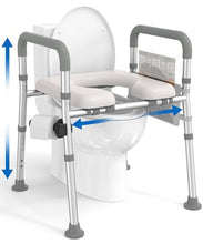 Load image into Gallery viewer, HOMLAND Raised Toilet Seat with Handles, Toilet Seat Riser for Seniors with Adjustable Height &amp; Width
