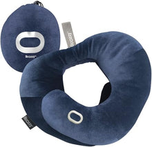 Load image into Gallery viewer, BCOZZY Flat Back Travel Neck Pillow – Patented Neck Pain Relief &amp; Support for Head, Neck, and Chin. Ideal for Airplanes, Long Flights, Car Rides. Adjustable, Washable, with Carry Bag. Large, Navy
