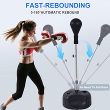Load image into Gallery viewer, Stiatu Punching Bag with Stand, Heavy Boxing Bag Height Adjustable Reflex Bar and Speed Punching Bag for Adults &amp; Youth, Home Gym Training Equipment for MMA Fitness Stress Relief (Black)
