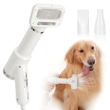 Load image into Gallery viewer, Portable Dog Hair Dryer with Brush – 300W, 3 Heat Settings, Professional, Overheat Protection for Small Medium Pets
