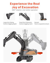 Load image into Gallery viewer, VEVOR Remote Control Excavator Toy, 1:14 Scale Remote Control Digger with Metal Shovel, 22 Channel RC Excavator with Lights &amp; Sounds, Full Functional Construction Vehicles for Kids, Birthday Present

