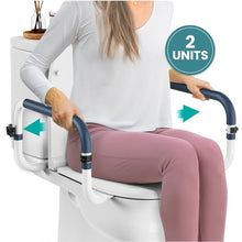 Load image into Gallery viewer, Toilet Safety Rails (250lb) - Adjustable Toilet Safety Rails, Toilet Bar for Elderly Adults, Toilets Rails for Seniors, Toilet Seat with Handles for Elderly &amp; Disabled-Easy Installation-2 Pack
