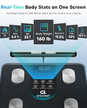 Load image into Gallery viewer, Arboleaf Smart Scale for Body Weight, 8-Electrode Dual-Frequency BIA Digital Bathroom Scale, 7-in-1 Display for BMI, Body Fat &amp; Muscle Mass, 50+ Metrics in App, Body Composition Analyzer
