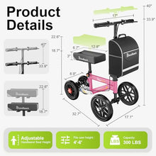 Load image into Gallery viewer, BlessReach Economy Steerable Knee Walker - Compact Crutch Alternative for Foot Injuries with Dual Braking System (Pink)

