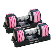 Load image into Gallery viewer, Motion Space Adjustable Dumbbells Set 12.5LB Pair, 1-Sec Fast Adjustable 5 Free Weights, Premium Comfort Non-slip Metal Handle, Compact Size for Full Body Home Workout (Pink)
