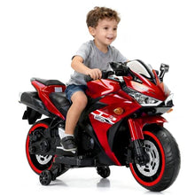 Load image into Gallery viewer, 12V Electric Ride On Motorcycle for Kids, Training Wheels, Full Hand Drive Motorbike Toy, Perfect for Boys and Girls (3-8 Yrs) (RED)
