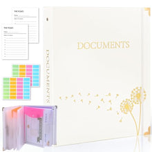 Load image into Gallery viewer, XKDOUS Aesthetic Document Organizer Linen Folio Folders with Pockets, 3-Ring Accordion Storage Binders Expanding File Folder for Important Papers, Documents and Files
