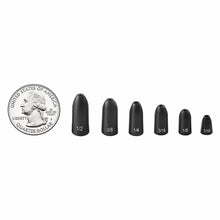 Load image into Gallery viewer, Fishfun Tungsten Bullet Fishing Weights, Insert Free Worm Sinkers, 12 Pack, 1/8oz, No Chip Black
