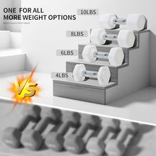Load image into Gallery viewer, Adjustable Dumbbell Set of 2 Total 20 Lbs 4-in-1 Each 4lb 6lb 8lb 10lb 1s-Adjust Dual-Stable Free Weights for Women Men Home Gym Outdoor Workouts (White [20LBS Total])
