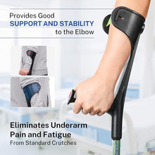 Load image into Gallery viewer, Forearm Crutches for Adults ,Open Cuff, Handle with Light Reflector, High Density Sturdy Aluminum, A Pair, Black
