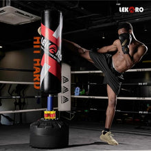 Load image into Gallery viewer, LEKÄRO Punching Bag 70" with Boxing Gloves, Heavy Boxing Bag with Stand for Adult Teens, Kickboxing Bag for MMA Muay Thai Fitness (Black red)
