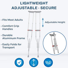 Load image into Gallery viewer, DMI Universal Aluminum Crutches - Adjustable Underarm Walking Aid for Adults
