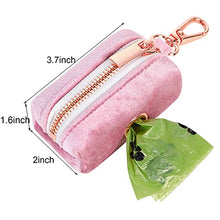 Load image into Gallery viewer, ARING PET Velvet Dog Waste Bag Dispenser, Pink Doggy Poop Bags Holders Attach to Any Leashes, Portable Washable Pet Waste Pouch Dispenser with Metal Zipper
