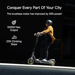 MAX G2 Electric KickScooter, Power by 1000W Motor, Up to 43 Miles Range and 22MPH, w/t 10-inch Tires , Dual Brakes & Suspension