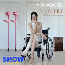 Load image into Gallery viewer, YOKABOZE Forearm Crutches for Adults Foldable Knee Patients Mobility aids for Children and Seniors (Pink Pro)
