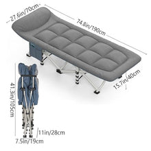 Load image into Gallery viewer, Folding Camping Cot with Mattress and Pillow, Portable No Installation Lightweight Adult Sleeping Bed for Home,Office,Camping and Travelling (Dark Grey)
