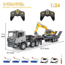 Load image into Gallery viewer, 1:24 RC Semi-Trailer Engineering Tractor With Sound and Lights, Construction Vehicles for Boys
