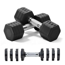 Load image into Gallery viewer, Adjustable Dumbbell Set of 2 Total 20 Lbs 4-in-1 Each 4lb 6lb 8lb 10lb 1s-Adjust Dual-Stable Free Weights for Women Men Home Gym Outdoor Workouts (black [20LBS Total])
