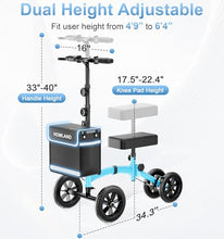 Load image into Gallery viewer, HOMLAND Knee Scooter Walker for Adults for Foot Injuries, 8'' Rubber Wheel
