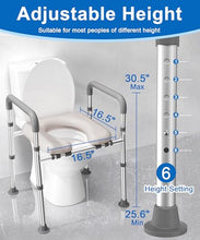 Load image into Gallery viewer, HOMLAND Raised Toilet Seat with Handles, Toilet Seat Riser for Seniors with Adjustable Height &amp; Width
