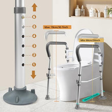 Load image into Gallery viewer, Toilet Safety Rails for Seniors, Adjustable Toilet Safety Frame Handles Fits Most Toilets, Gifts for Handicap and Disabled Seniors Elderly, Foldable, Safe Weight Capacity of 330 lbs(150KG)
