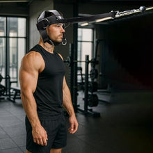 Load image into Gallery viewer, Neck Training Harness with Pulley System – Adjustable Head Strap for Side-to-Side Neck Strength Workout, Heavy-Duty Steel Chain for Weighted Vertical Training, Ideal for Powerlifting &amp; Fitness
