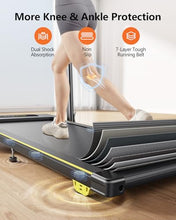Load image into Gallery viewer, Acezoe 3 in 1 Under Desk Treadmill with Incline, Walking Pad with Removable Desk Workstation, Adjustable Height for Different Need, 300lbs Capacity, Foldable Compact for Home Small Office,Yellow
