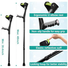 Load image into Gallery viewer, Lvyeyung Forearm Crutches for Adults, Upgraded Heightened , 10-Level Adjustable Height, Aluminum Crutches for Walking
