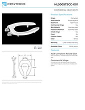 Load image into Gallery viewer, Centoco 2 inch Raised Toilet Seat for Seniors, Elongated, Open Front No Cover, Commercial, Plastic, Made in the USA, HL500STSCC-001, White
