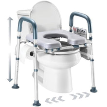 Load image into Gallery viewer, Toilet Seat Risers For Seniors Width and Height Adjustable Raised Toilet Seat With handles for Elderly

