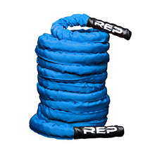 Load image into Gallery viewer, REP Battle Ropes - PolyDacron Battle Rope for Strength and Conditioning Workouts – 1.5" and 2" Diameter, 30ft, 40ft, 50ft Lengths with Optional Cover Sleeve (Blue With Sleeve, 2.0 x 50 ft)
