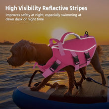 Load image into Gallery viewer, Dogcheer Dog Life Jacket with Double Rescue Handle, Reflective Dog Life Vest for Swimming Boating, Adjustable Pet Swim Vest Dog Flotation Device DFD for Small Medium Large Dogs - Pink XL
